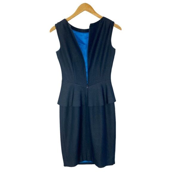 Tahari women's Navy Blue Lined Sleeveless Peplum Sheath Dress US 2 - Picture 3 of 9